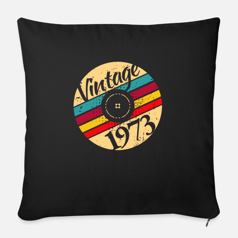 Vintage Retro 1973 Schallplatte Vinyl - Sofakissenbezug 45 x 45 cm - Schwarz