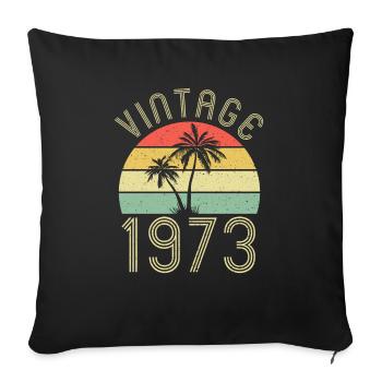 Vacances Vintage Retro Palm Beach 1973 - Housse de coussin décorative 45 x 45 cm - noir - Devant