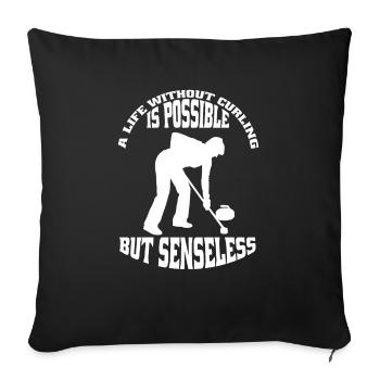 Curling Stone Curling Stone Curl Curler Cadeau - Housse de coussin décorative 45 x 45 cm - noir - Devant