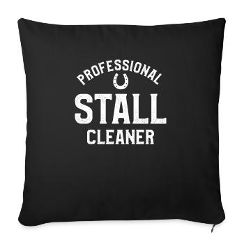 Nettoyeur de stand professionnel Équitation - Housse de coussin décorative 45 x 45 cm - noir - Devant