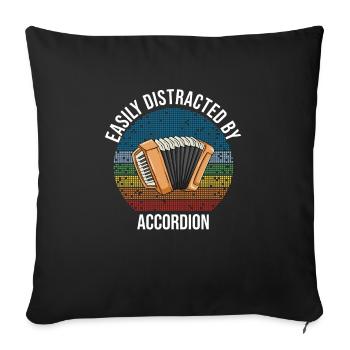 Facilement distrait par l’accordéon - Housse de coussin décorative 45 x 45 cm - noir - Devant