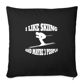 Skifahrer Weihnachten Skifahren Ski Wintersport - Sofakissenbezug 45 x 45 cm - Schwarz - Vorne