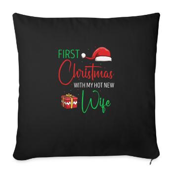 Premier Noël avec ma nouvelle femme chaude Couples mignons - Housse de coussin décorative 45 x 45 cm - noir - Devant