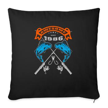 Awesome since 1986. Angel, Angler's birthday - Sofa pillowcase 17,3'' x 17,3'' (45 x 45 cm) - black - Front