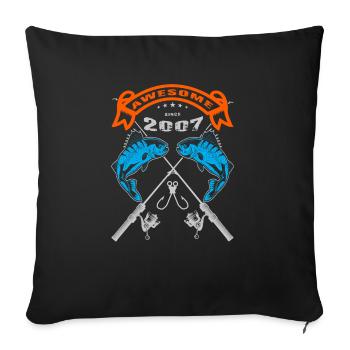 Génial depuis 2007. Angel, l’anniversaire du pêcheur - Housse de coussin décorative 45 x 45 cm - noir - Devant