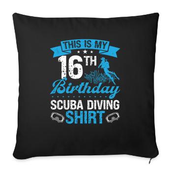 16 Year Old Scuba Diver Snorkeling Mask Dive - Sofakissenbezug 45 x 45 cm - Schwarz - Vorne