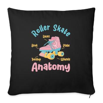Anatomie du patin à roulettes avec idée cadeau de patins à roulettes - Housse de coussin décorative 45 x 45 cm - noir - Devant