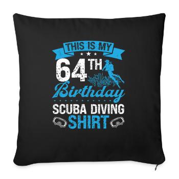 64 Year Old Scuba Diver Snorkeling Mask Dive - Sofa pillowcase 17,3'' x 17,3'' (45 x 45 cm) - black - Front