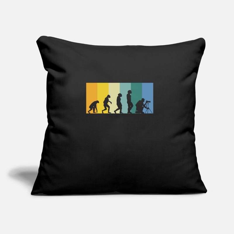 Photographe d’évolution avec trépied - coucher de soleil rétro Housse de coussin décorative 45 x 45 cm