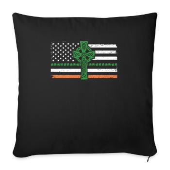 Irish American flag Ireland Clover ST - Sofa pillowcase 17,3'' x 17,3'' (45 x 45 cm) - black - Front