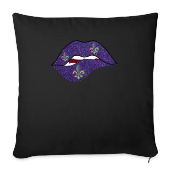 Mardi Gras Lips New Orleans Louisiana Parade - Sofa pillowcase 17,3'' x 17,3'' (45 x 45 cm) - black - Front