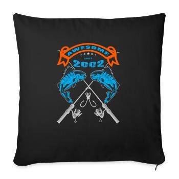 Awesome since 2002. Angel, Angler's birthday - Sofa pillowcase 17,3'' x 17,3'' (45 x 45 cm) - black - Front