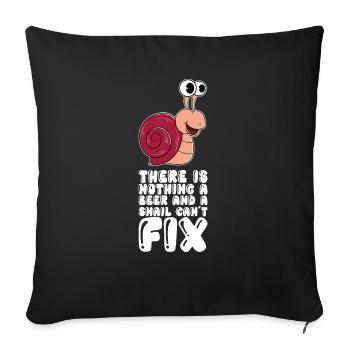 Beer and a snail - Sofa pillowcase 17,3'' x 17,3'' (45 x 45 cm) - black - Front