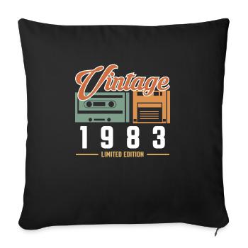 Cadeau de chemise Vintage Retro Cassette - Housse de coussin décorative 45 x 45 cm - noir - Devant