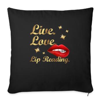 Hearing impaired Deaf childbearing language - Sofa pillowcase 17,3'' x 17,3'' (45 x 45 cm) - black - Front