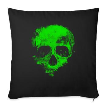 Green skull - Sofa pillowcase 17,3'' x 17,3'' (45 x 45 cm) - black - Front