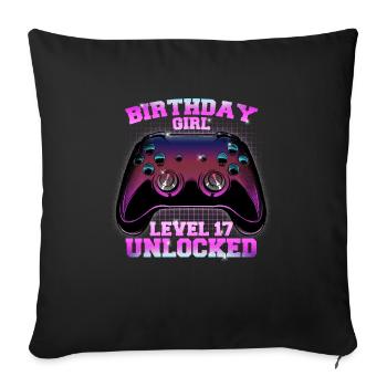 17 Anniversaire Fille - Housse de coussin décorative 45 x 45 cm - noir - Devant