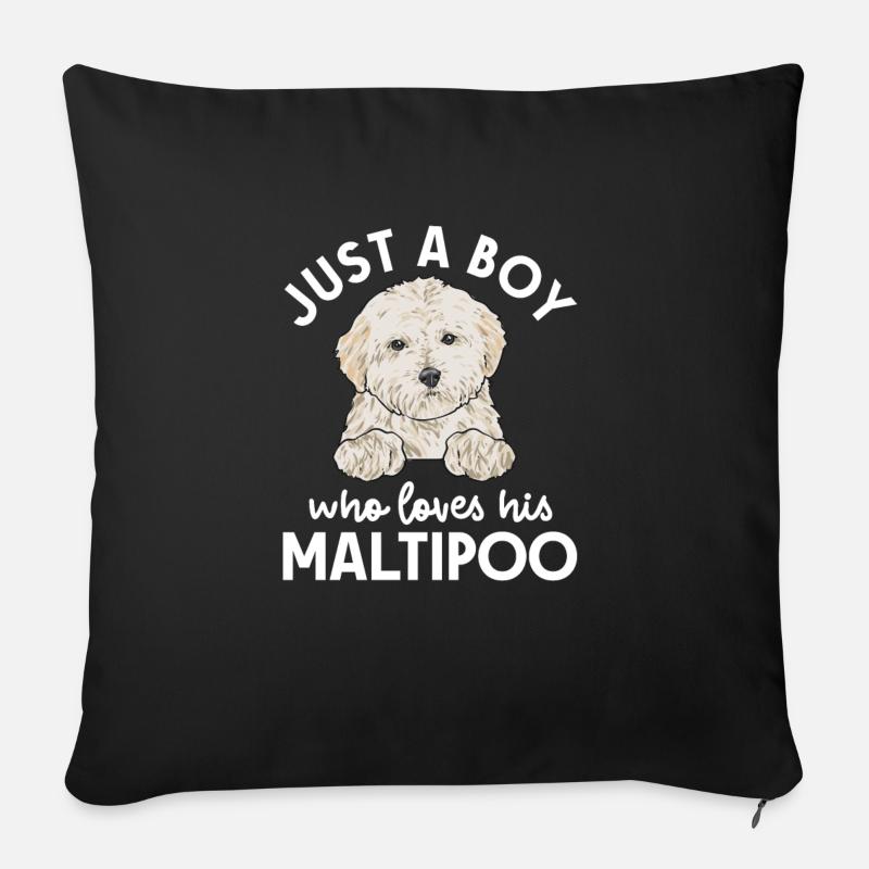 Maltipoo Hund - Sofakissenbezug 45 x 45 cm - Schwarz