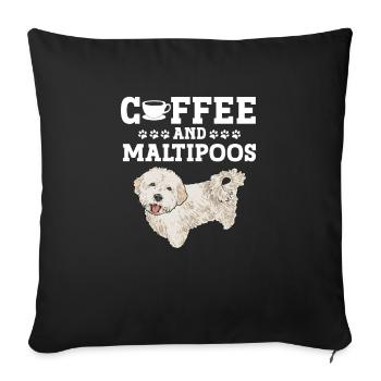 Chien Maltipoo - Housse de coussin décorative 45 x 45 cm - noir - Devant