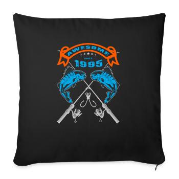 Awesome since 1995. Angel, Angler's Birthday - Sofa pillowcase 17,3'' x 17,3'' (45 x 45 cm) - black - Front