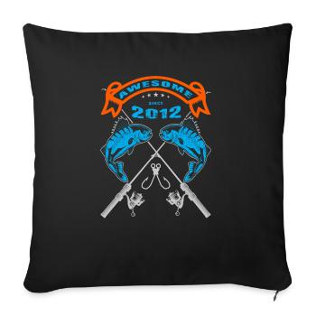 Awesome since 2012. Angel, Angler's Birthday - Sofa pillowcase 17,3'' x 17,3'' (45 x 45 cm) - black - Front