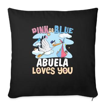 Rose ou bleu Abuela t’aime grand-mère espagnole - Housse de coussin décorative 45 x 45 cm - noir - Devant