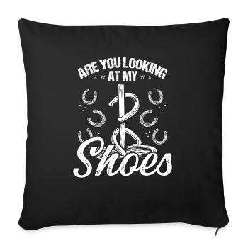 Jeu de lancer en fer à cheval Regardez-vous ma chaussure - Housse de coussin décorative 45 x 45 cm - noir - Devant