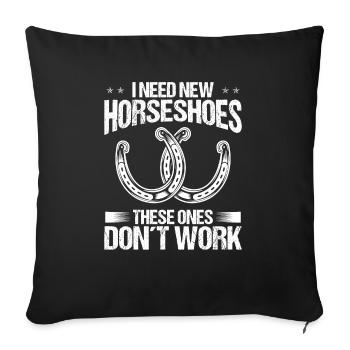 Jeu de lancer en fer à cheval J’ai besoin de nouveaux fers à cheval - Housse de coussin décorative 45 x 45 cm - noir - Devant
