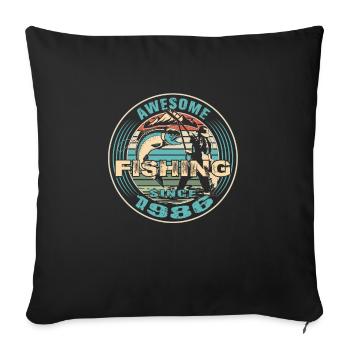 Awesome since 1986. Angel, Angler's birthday - Sofa pillowcase 17,3'' x 17,3'' (45 x 45 cm) - black - Front