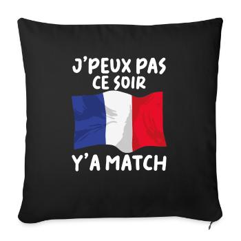 J'peux Pas Match Cadeau Drapeau France Supporter - Housse de coussin décorative 45 x 45 cm - noir - Devant