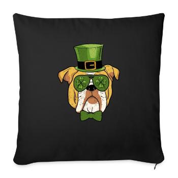 Leprechaun English Bulldog Clover St - Sofa pillowcase 17,3'' x 17,3'' (45 x 45 cm) - black - Front