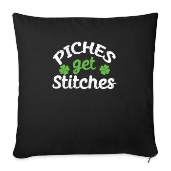 Pinches Get Stitches St Patrick’s Day Shamrock Luck - Housse de coussin décorative 45 x 45 cm - noir - Devant