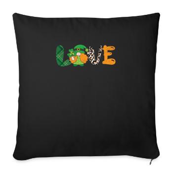 St Patrick's Day Lucky Dwarf Love Leopard Plaid - Sofa pillowcase 17,3'' x 17,3'' (45 x 45 cm) - black - Front