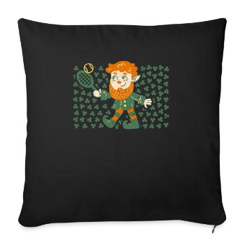Leprechaun Tennis Player Funny St Patrick's Day - Sofa pillowcase 17,3'' x 17,3'' (45 x 45 cm) - black - Front