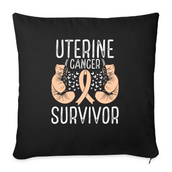 Gants de sensibilisation des survivantes du cancer de l’utérus - Housse de coussin décorative 45 x 45 cm - noir - Devant