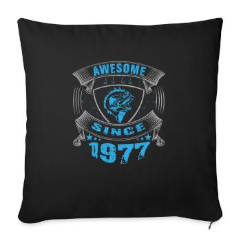 Génial depuis 1977. Angel, l’anniversaire du pêcheur - Housse de coussin décorative 45 x 45 cm - noir - Devant