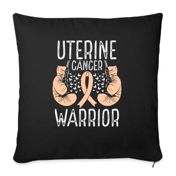 Gants de ruban de sensibilisation du guerrier au cancer de l’utérus - Housse de coussin décorative 45 x 45 cm - noir - Devant