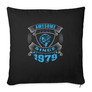Awesome since 1979. Angel, Angler's birthday - Sofa pillowcase 17,3'' x 17,3'' (45 x 45 cm) - black - Front