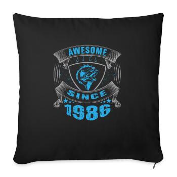 Awesome since 1986. Angel, Angler's birthday - Sofa pillowcase 17,3'' x 17,3'' (45 x 45 cm) - black - Front