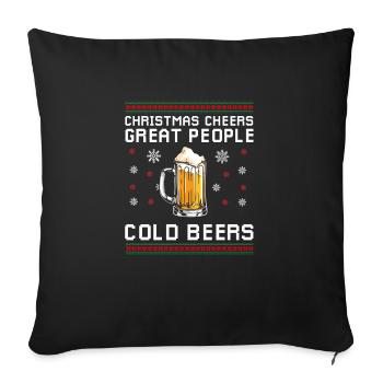 Christmas Cheers Great People Cold Beers Retro - Sofa pillowcase 17,3'' x 17,3'' (45 x 45 cm) - black - Front