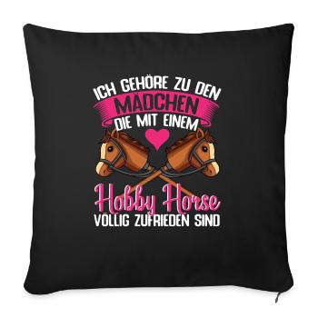 Hobby Horse Pferd Reiterin - Sofakissenbezug 45 x 45 cm - Schwarz - Vorne