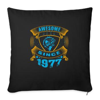 Génial depuis 1977. Angel, l’anniversaire du pêcheur - Housse de coussin décorative 45 x 45 cm - noir - Devant