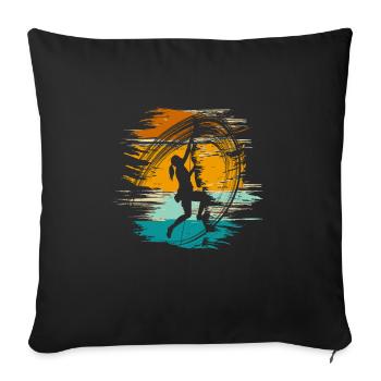 Alpiniste alpiniste cadeau escalade femme - Housse de coussin décorative 45 x 45 cm - noir - Devant