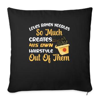Loves Ramen Noodles So Much - Ramen Noodles - Sofa pillowcase 17,3'' x 17,3'' (45 x 45 cm) - black - Front
