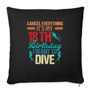 18 ans Scuba Diver Birthday Idea Snorkeling - Housse de coussin décorative 45 x 45 cm - noir - Devant