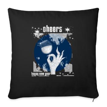 Cheers - Happy New Year - Sofakissenbezug 45 x 45 cm - Schwarz - Vorne