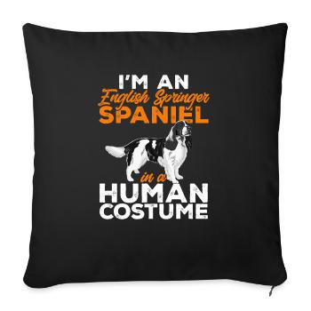 Chien d’épagneul Springer anglais - Housse de coussin décorative 45 x 45 cm - noir - Devant