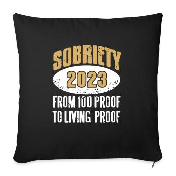 Sobriety 2023 From 100 Proof To Living Proof - Sofa pillowcase 17,3'' x 17,3'' (45 x 45 cm) - black - Front