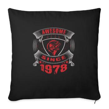 Génial depuis 1978. Angel, anniversaire du pêcheur - Housse de coussin décorative 45 x 45 cm - noir - Devant