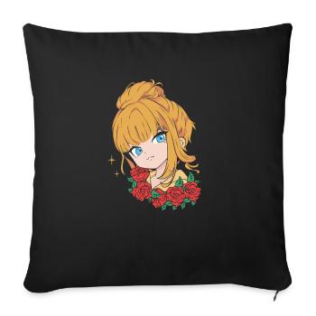 Anime Stylish Cute Girl Retro Kawaii - Housse de coussin décorative 45 x 45 cm - noir - Devant